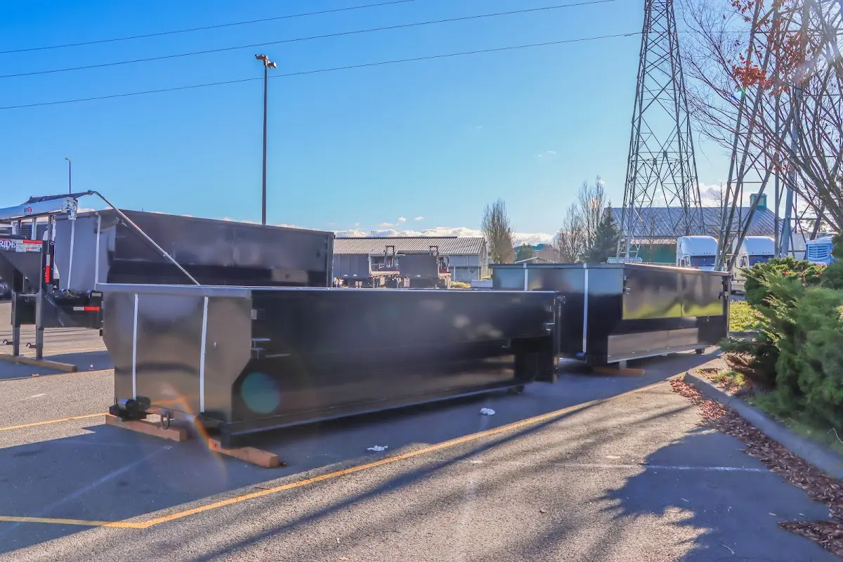 Roll-off dumpster ready for waste disposal at job site for Construction Dumpster Rental in Collegeville